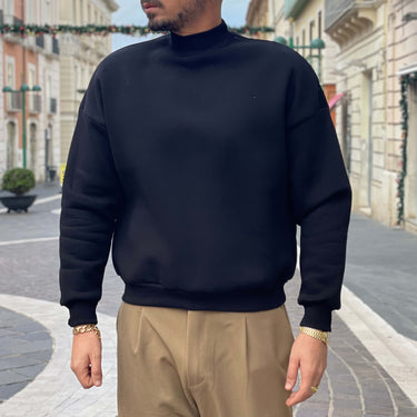 Felpa nera mezzo collo - FLAG STORE